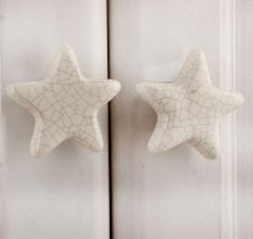 Cream Star Crackle Ceramic Knob